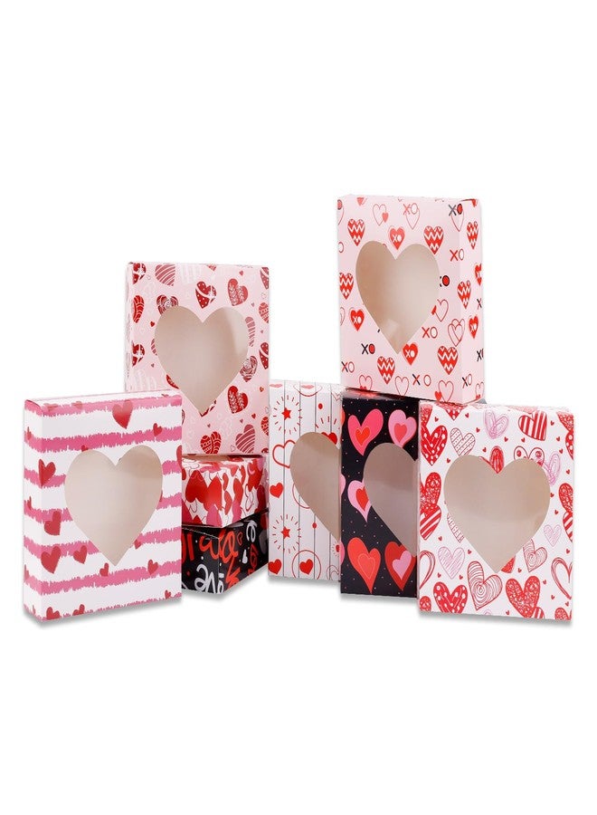 XIHIRCD 8pcs Valentine's Day Gift Box, Valentines Bakery Boxes with Clear Heart Window & Cute Stickers 8 Style Treat Boxes for Packaging Cookies Cupcake Biscuit Wedding Birthday Party Supplies - Image 1